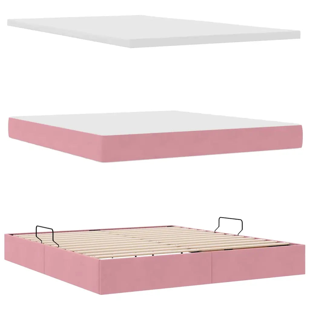 Letto con contenitore e LED con led Rosa 180 x 200 cm Velluto 3372686