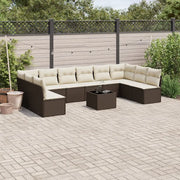 Set Divani da Giardino 11 pz con Cuscini Polyrattan Marrone 3218103