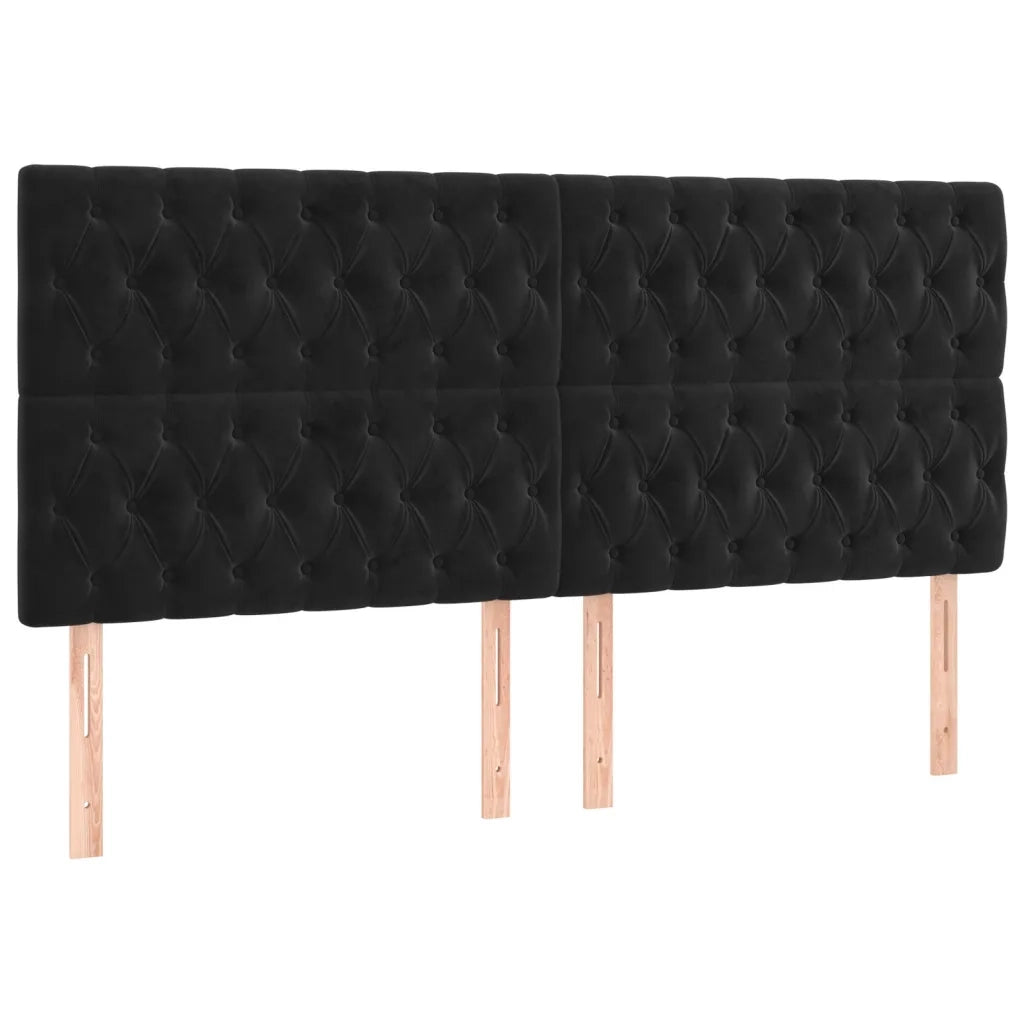 Testiera Nera 200x7x118/128 cm Velluto 3116736