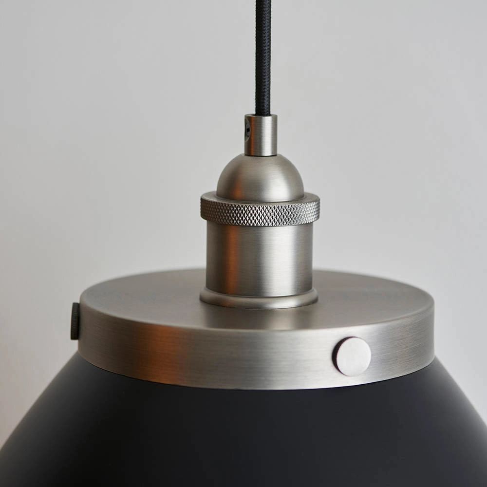 Lampada a sospensione industriale Ø34 nero opaco E27