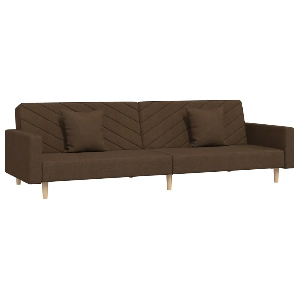 Divano Letto a 2 Posti con 2 Cuscini Marrone in Tessuto 375903