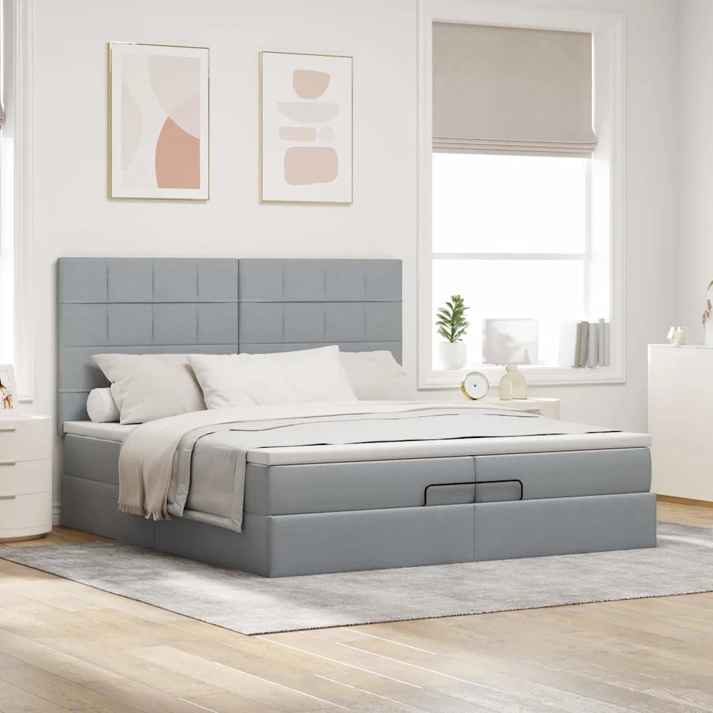 Struttura Letto Pouf con Materassi 200x200 cm in Tessuto 3313182