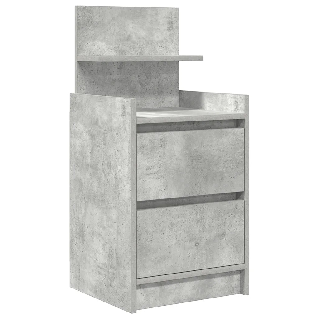 Comodino con 2 Cassetti Grigio Cemento 38x34x80 cm 861361