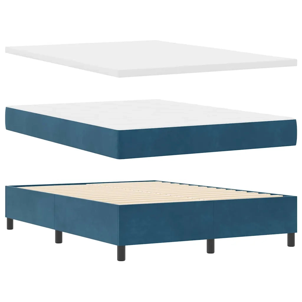 Letto a molle con materasso Blu Scuro 140 x 200 cm Velluto 3339774
