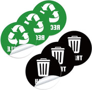 Etichette autoadesive per riciclaggio PVC, 6 pezzi, logo spazzatura, 12,7 cm circolari