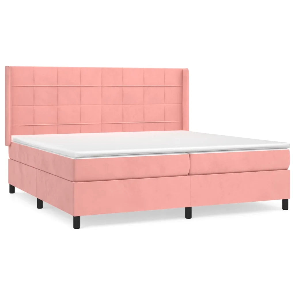 Giroletto a Molle con Materasso Rosa 200x200 cm in Velluto