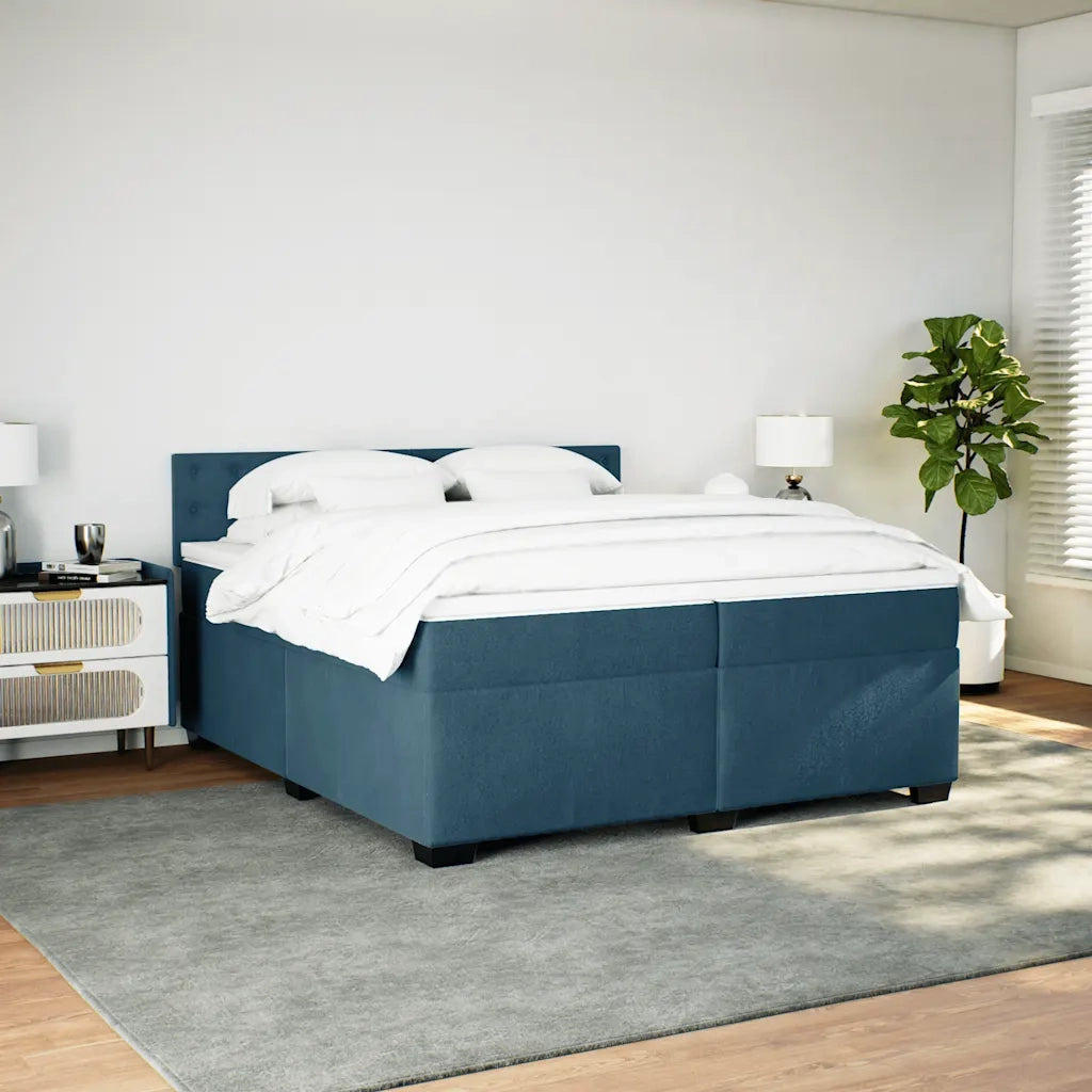 Giroletto a Molle con Materasso Blu 200x200 cm in Velluto 3286418