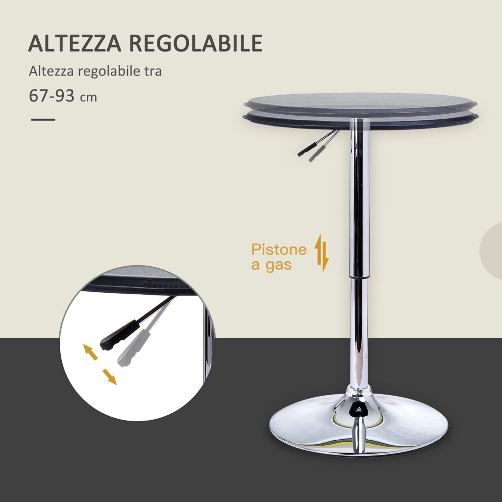 Tavolino da Bar Rotondo Girevole e Regolabile in Altezza (67-93cm)