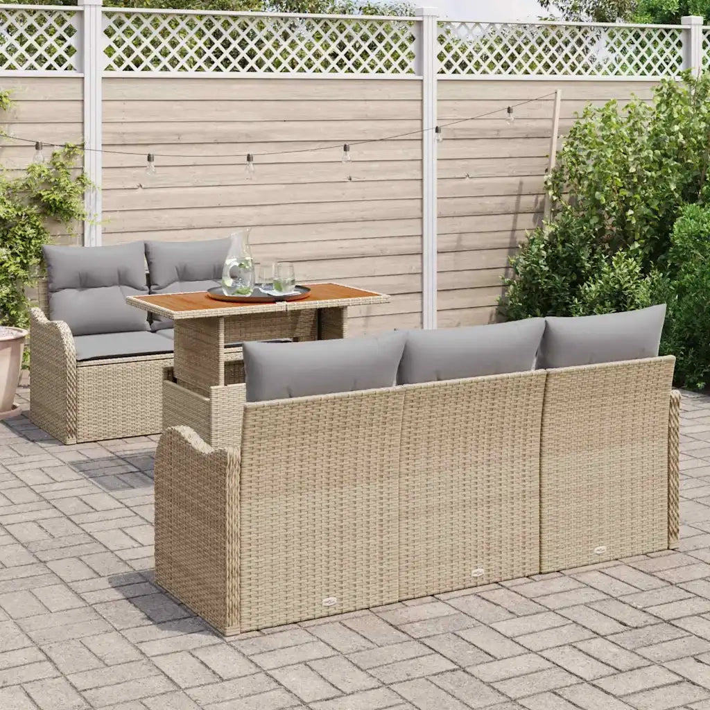 Set Divano da Giardino 6 pcs Beige Poly Rattan 3358135