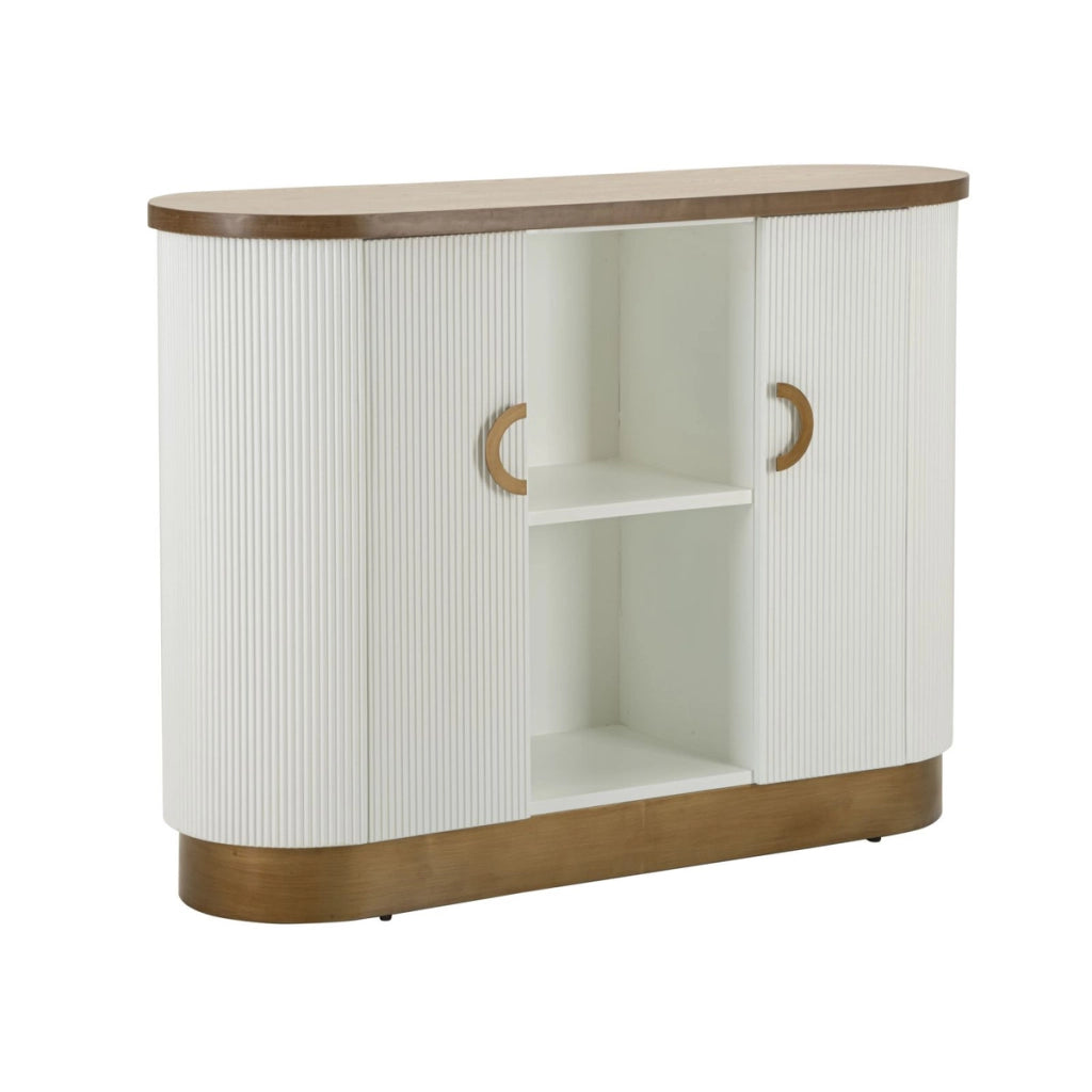 Mobile Tolosa in MDF, frassino e ferro bianco e oro 121x41x90 cm