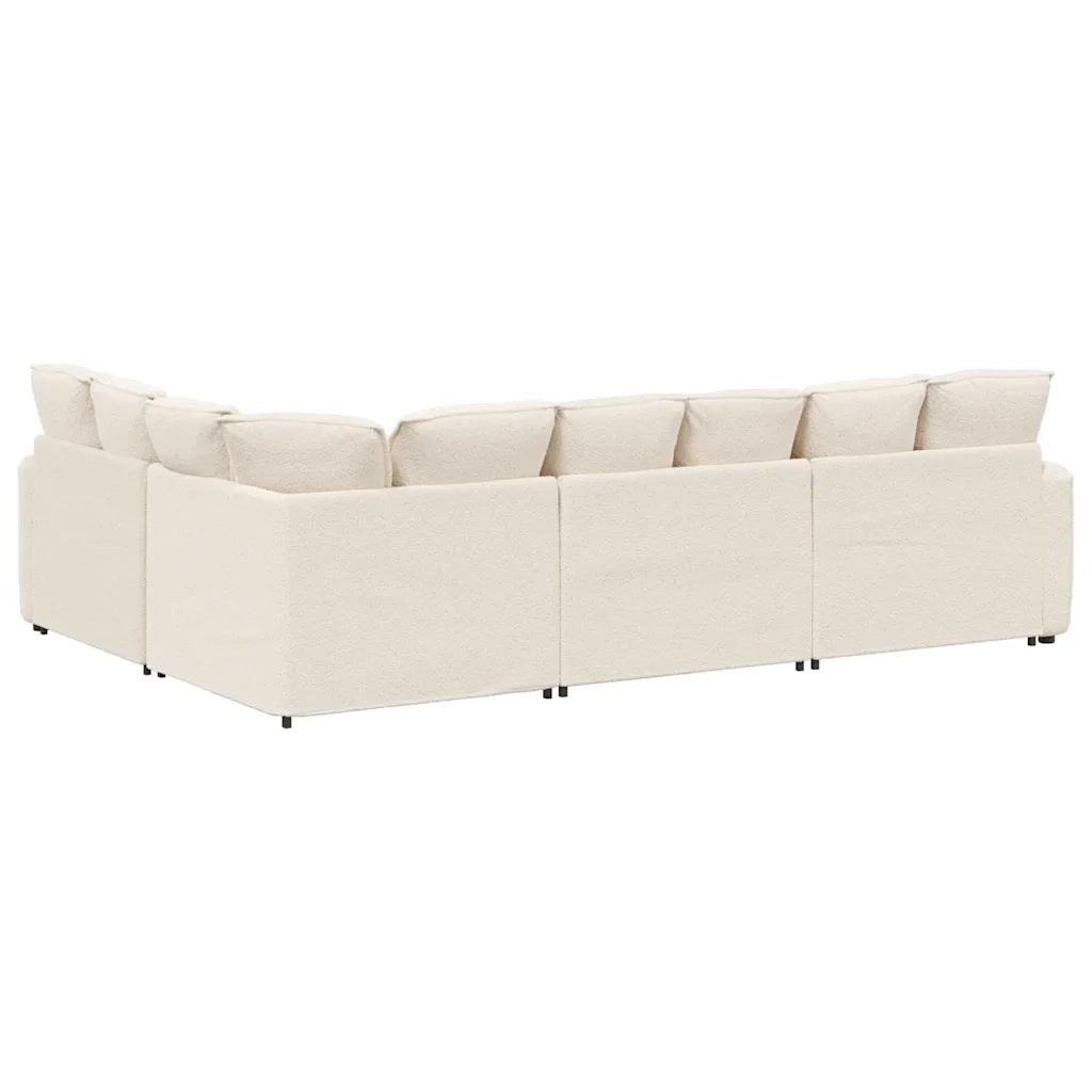 Divano Modulare con Cuscini Tessuto Riccio Simile alla Lana 3321175