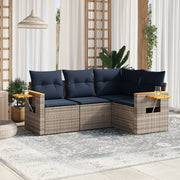 Set Divani da Giardino 4 pz con Cuscini Grigio in Polyrattan 3226775