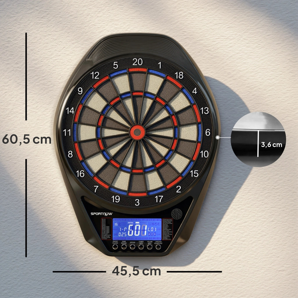 Bersaglio Elettronico Freccette ¨C Xylo ¨C Display LED 34 Giochi 6 Dardi 24 Punte Morbide 60,5x45,5 cm