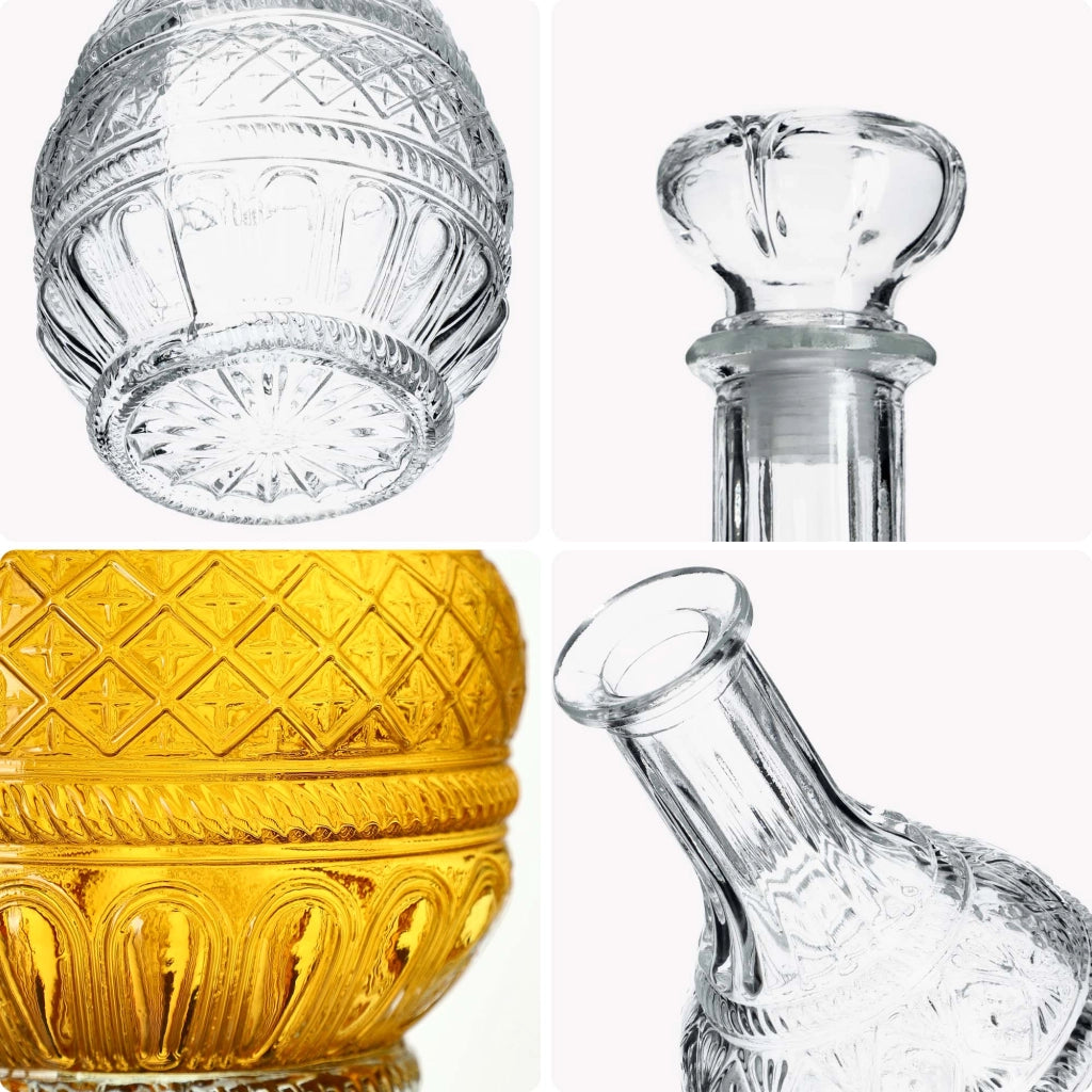 Caraffa per whisky KADAX, bottiglia in vetro cristallo da 1 litro con tappo di sughero, confezione da 6 pezzi.