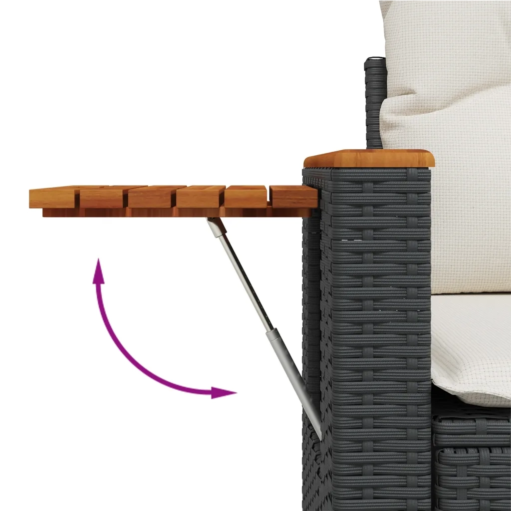 Set Divani da Giardino con Cuscini 7pz Nero Polyrattan 3227022