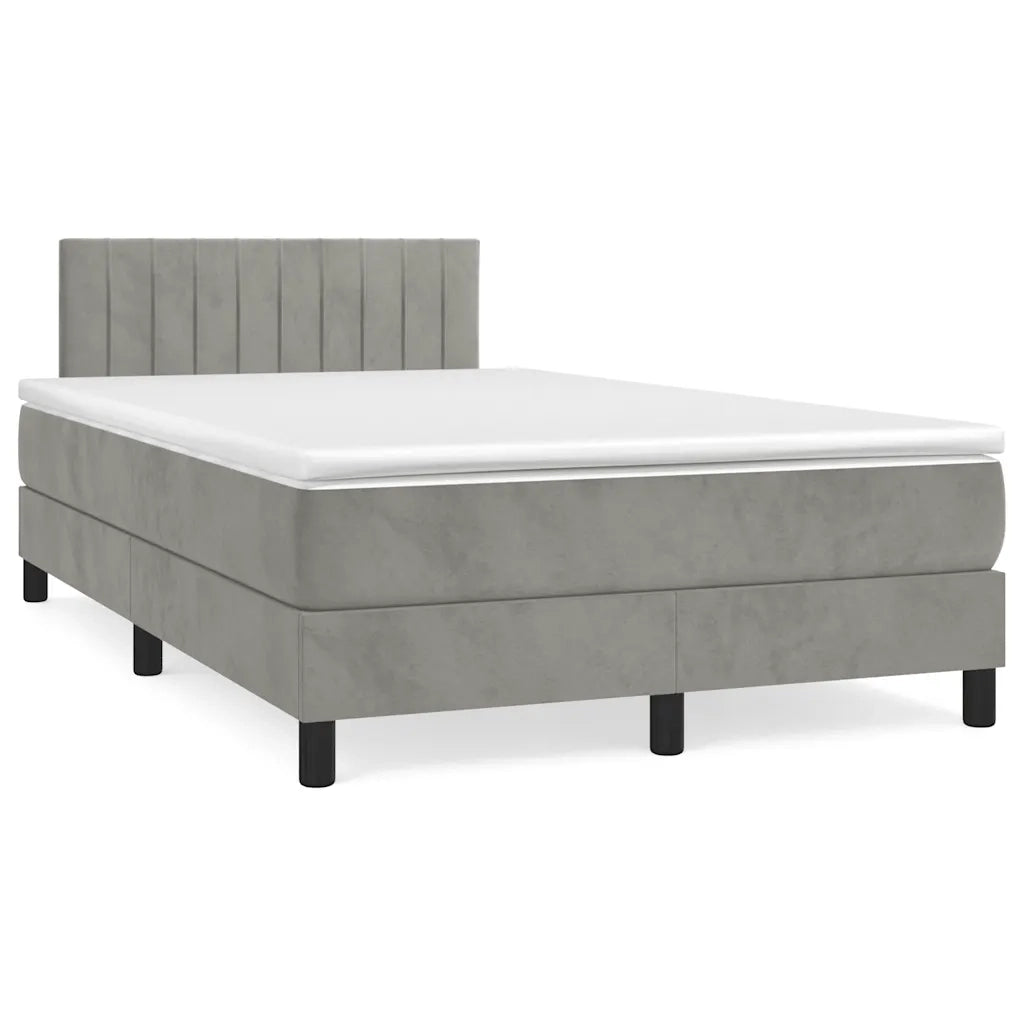 Letto a Molle con Materasso e LED Grigio Chiaro 120x190 cm Velluto