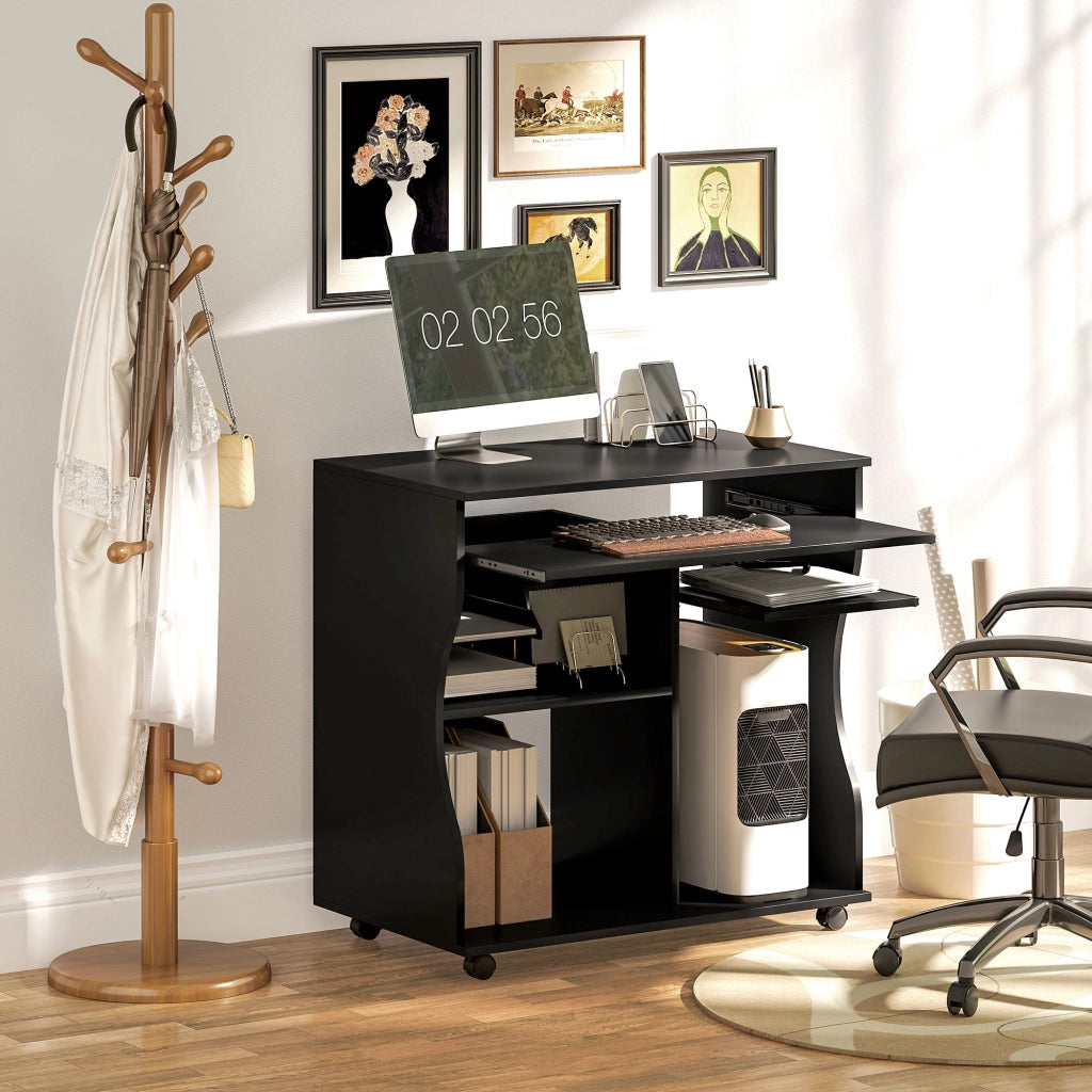 Scrivania con ruote e cassetti ¨C Minimal ¨C Nero 80x48x75 cm