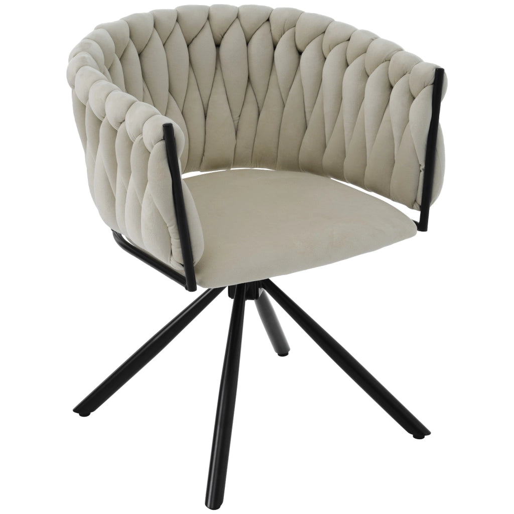 Sedia Girevole in Velluto ¨C MINIMAL ¨C Beige, Gambe in Metallo