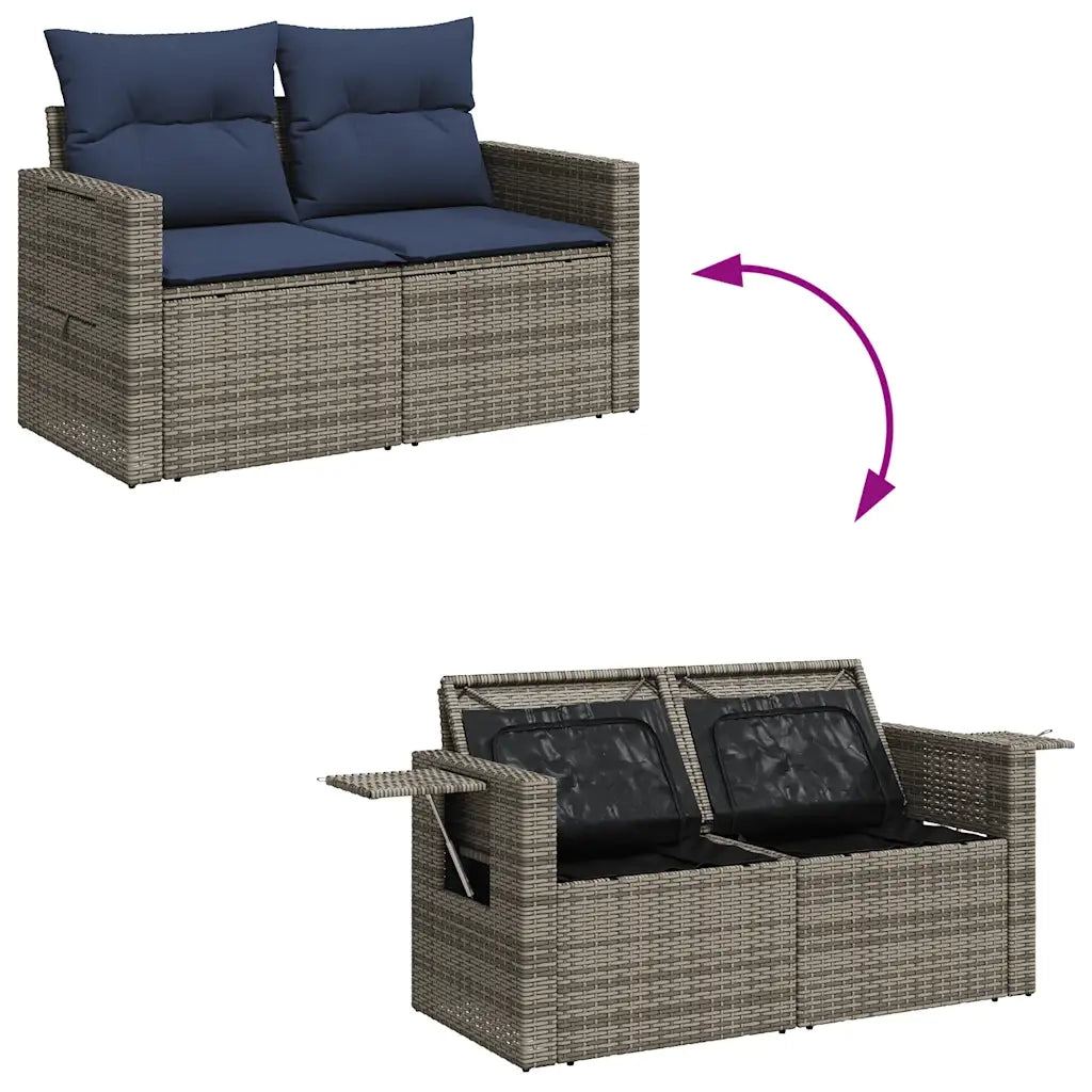 Set Divani da Giardino 7 pz con Cuscini Grigio in Polyrattan 3327120