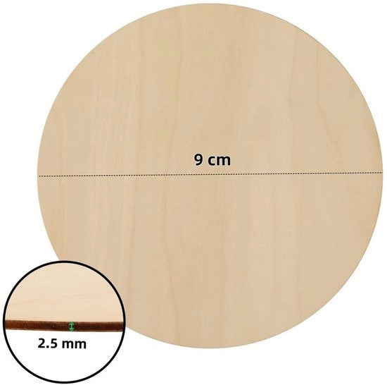 Dischi di legno per sostegno - Ronde - 25 pezzi - 9 x 9 cm - Adatti per la pittura - Ideali per progetti di fai da te - Dischi di legno