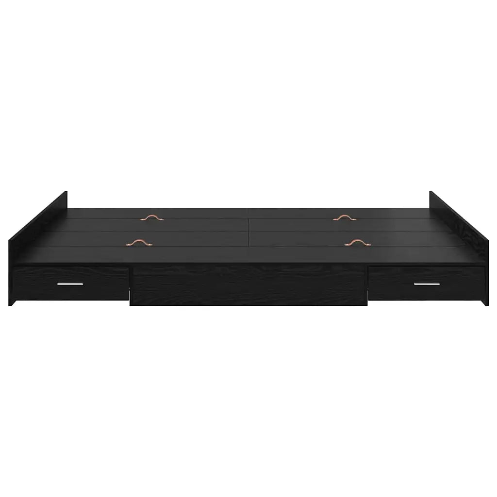 Struttura letto con contenitore-Giroletto con contenitore Rovere Nero 140 x 190 cm