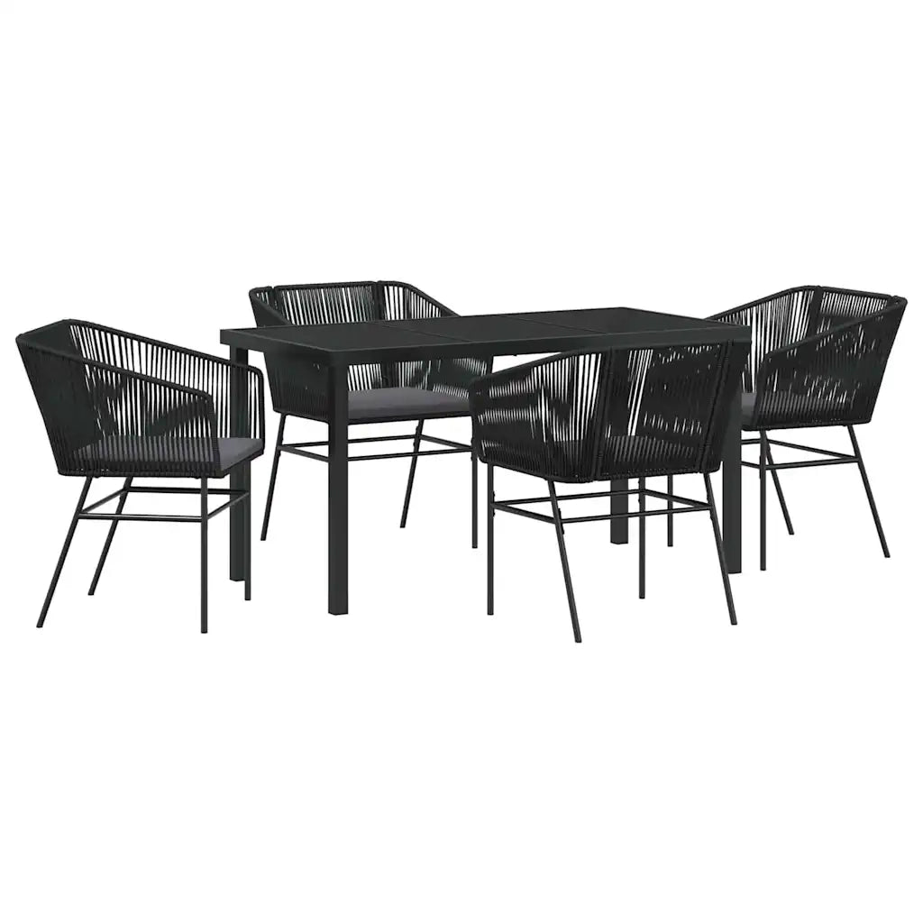 Set da Pranzo per Giardino con cuscino 5 pcs Nero