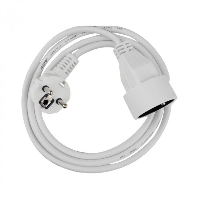 Prolunga elettrica 1 presa 1,5 m con terra bianca Ecolight