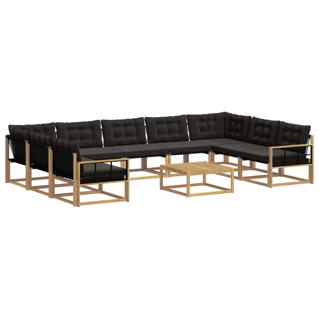 Set di divani da esterno 10 pz Bianco e Nero 3389098