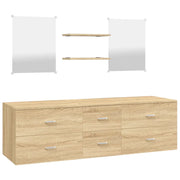 Set Mobili da Bagno | Armadio da bagno 5 pz Rovere in Legno Multistrato