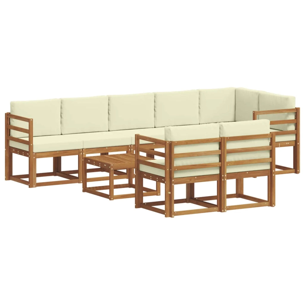 Set di divani da esterno con cuscino 9 pcs Naturale e Crema 3366588