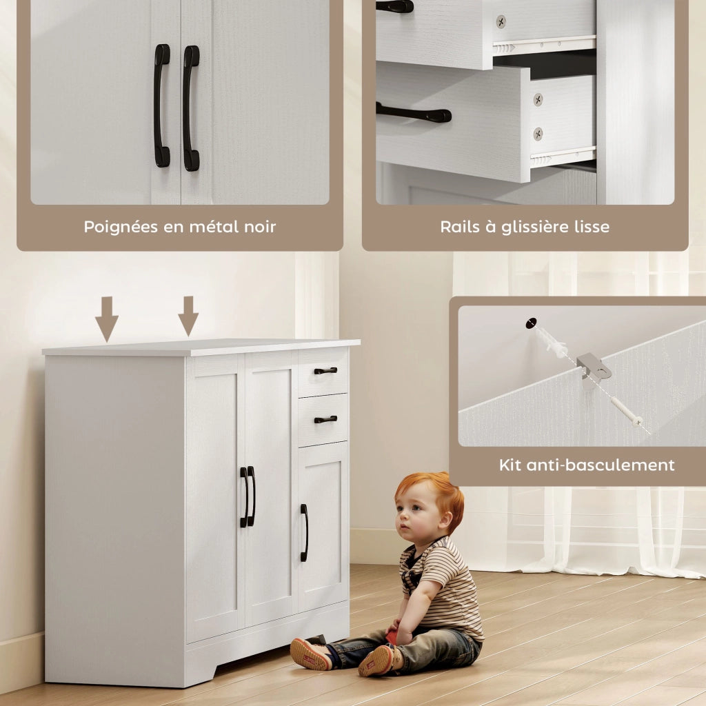 Cassettiera con ante ¨C Minimal ¨C Bianco 120x38x79