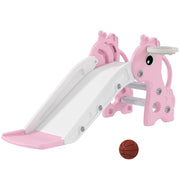 Scivolo 3 in 1 per Bambini Forma Giraffa con Canestro e Palla ¨C Xylo ¨C Rosa