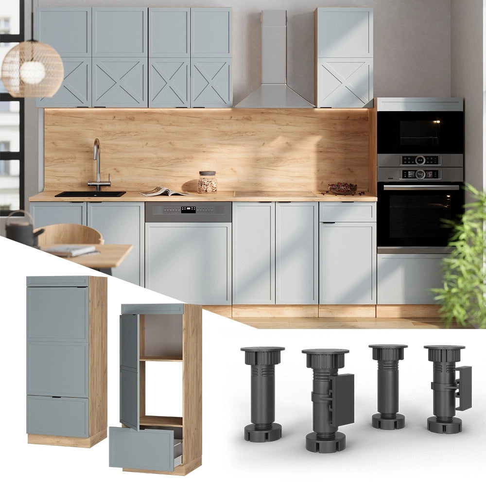 Mobile cucina microonde Fame-Line Blu-grigio chiaro/Rovere dorato 60 cm Vicco