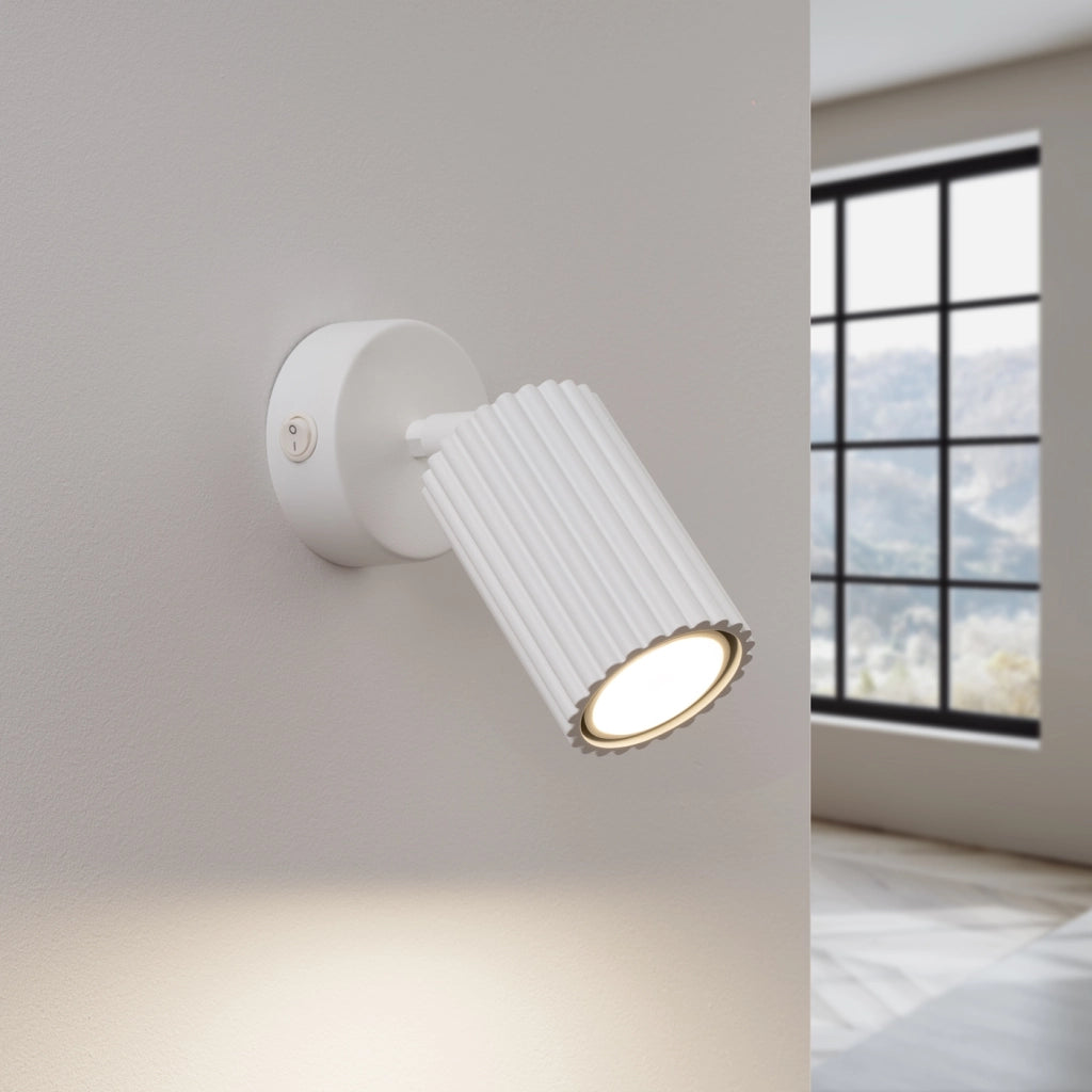 Lampada da parete KARBON bianca con interruttore