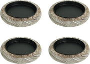 Supporti per candele in legno - Rustico - 4 pezzi - Miele - Legno - Forma rotonda