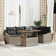 Set Divano da Giardino 6 pcs Grigio Poly Rattan 3358575