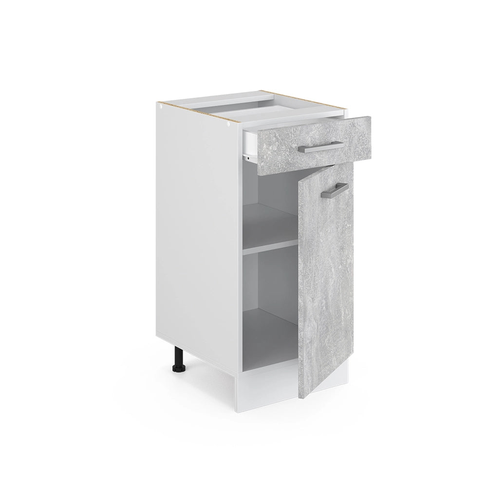 Mobiletto base per cucina R-Line Calcestruzzo/Bianco 40 cm, PL Antracite Vicco