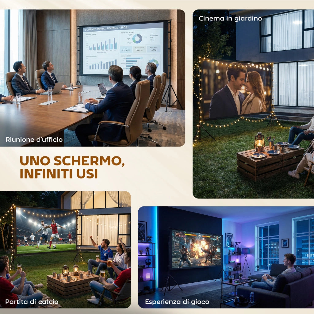 Telo per Proiettore 100' 16:9 ¨C Xylo ¨C HD 4K/8K, 160¡ã, con Treppiede, Bianco