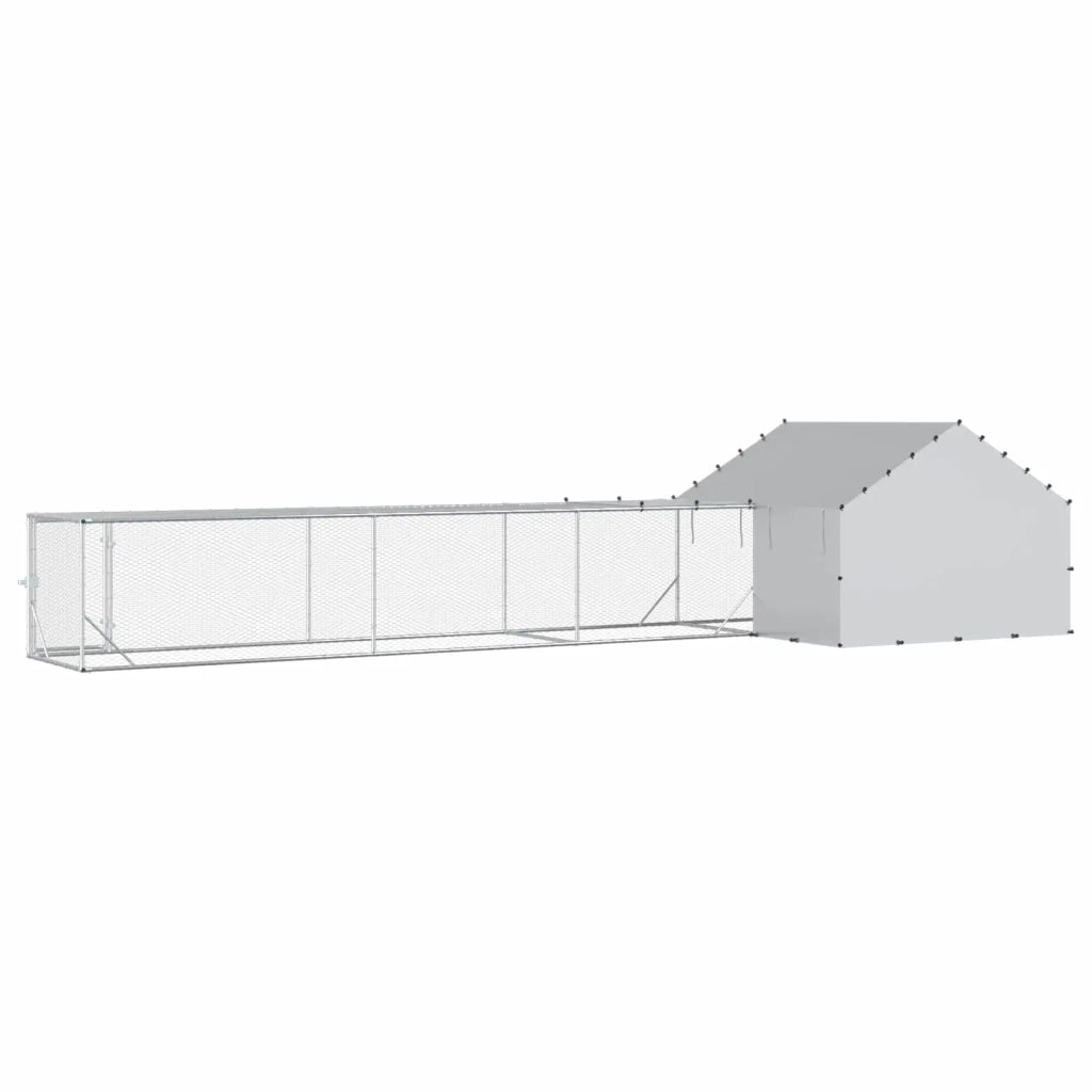 Gabbia per Galline con Tetto e Giardino 2 pz Argento 3434659