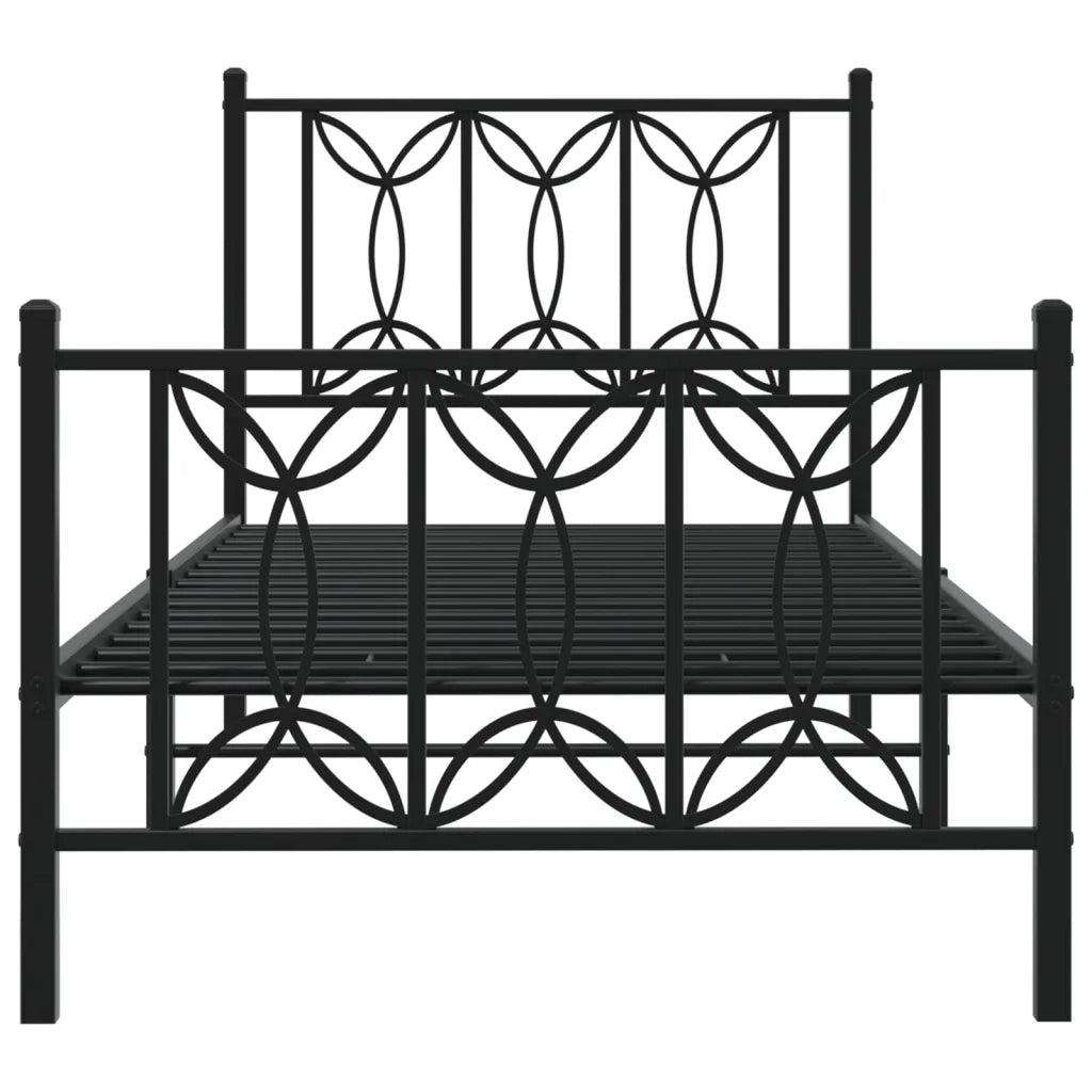 Giroletto con Testiera e Pediera Metallo Nero 80x200 cm 376137