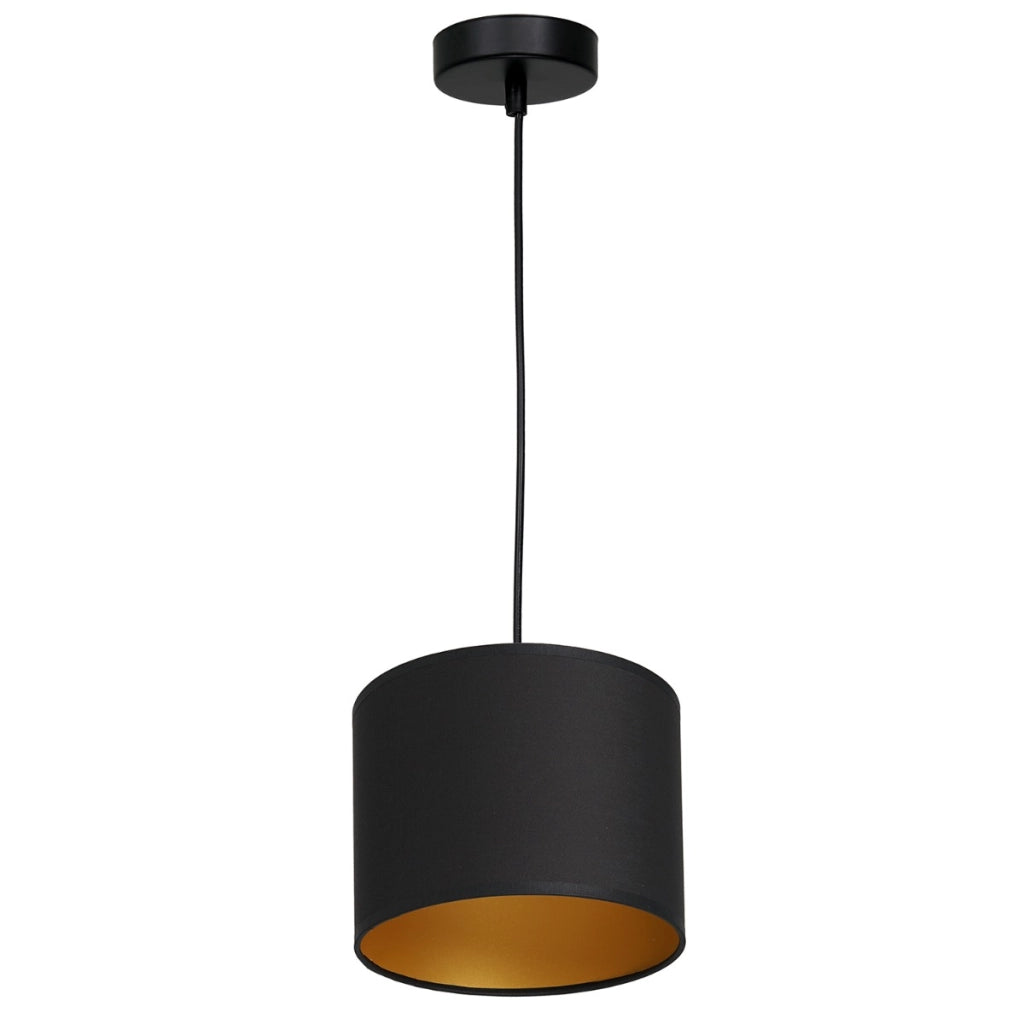 Lampada a sospensione Arden nera tessuto oro Ø18 E27