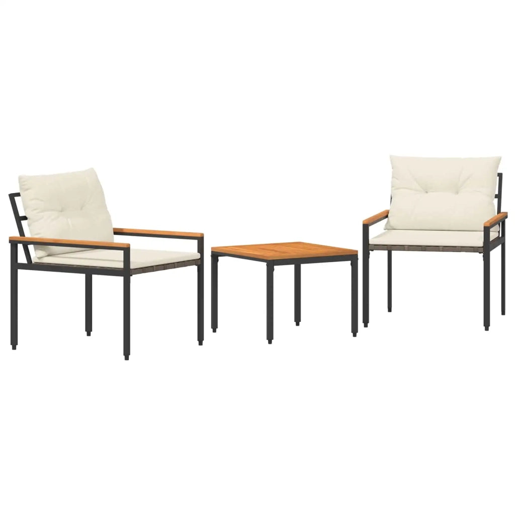 Set Mobili da Esterno 3 pcs Bianco Crema polyrattan 42025361