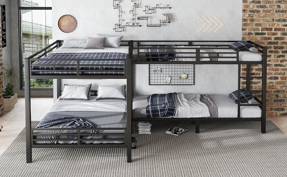 Letto a castello 90x200 e 140x200 - Xylo - Nero, metallo