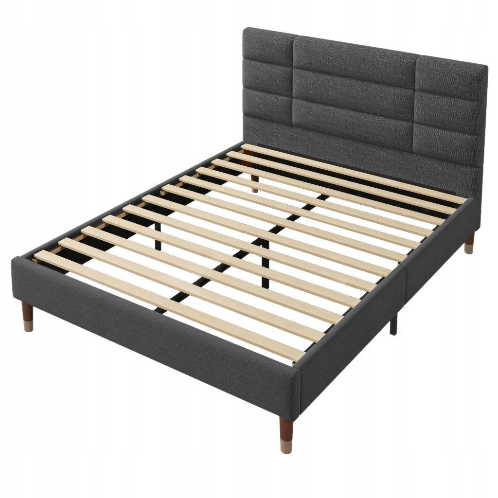 Letto imbottito 140x200 - Xylo - Grigio scuro, lino