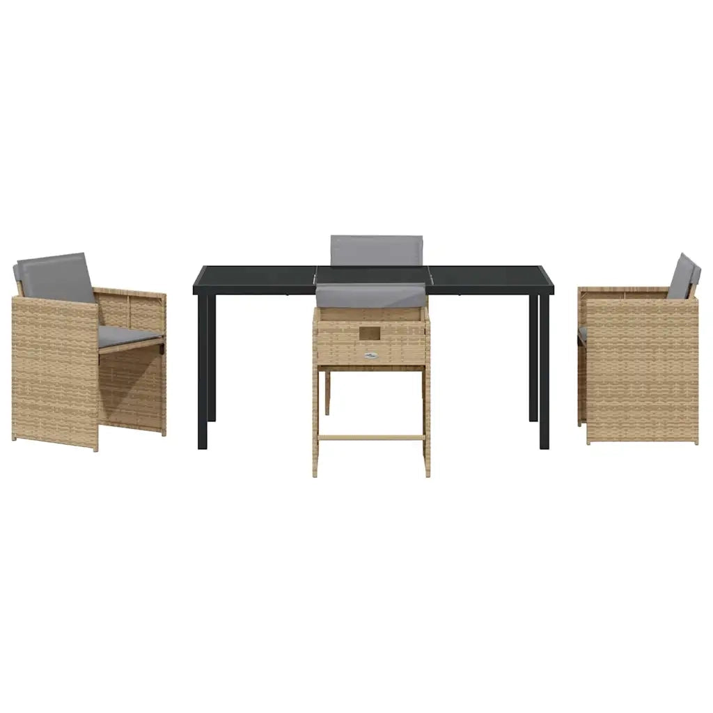 Set da Pranzo per Giardino 5 pcs Beige polyrattan