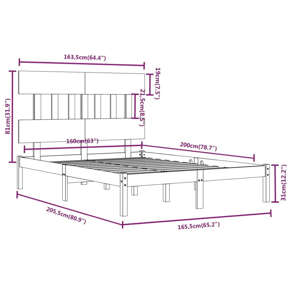 Letto matrimoniale | Letto per adulti | Giroletto in Legno Massello 160x200 cm