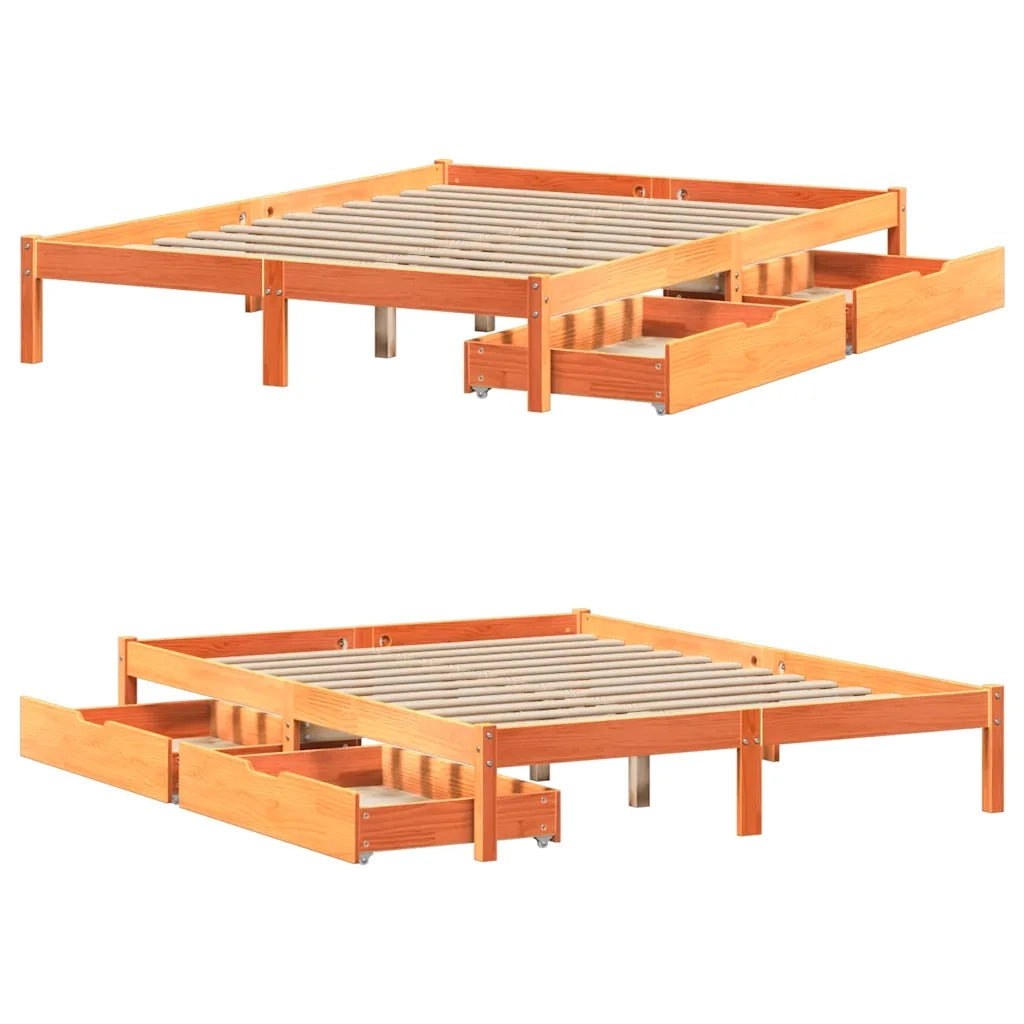 Letto senza Materasso-Struttura Letto Marrone Cera 120x200 cm in Legno di Pino 329658
