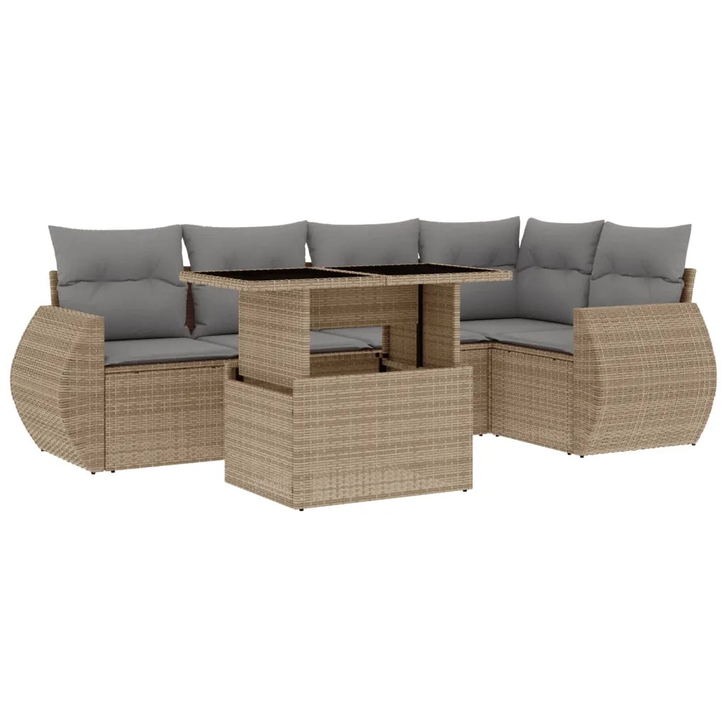 Set Divano da Giardino 6 pz con Cuscini Beige in Polyrattan 3268519