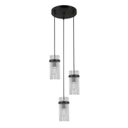 Lampada a sospensione Merto 3xE14 nera vetro Italux