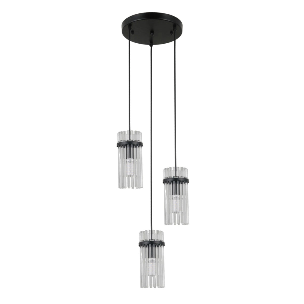 Lampada a sospensione Merto 3xE14 nera vetro Italux
